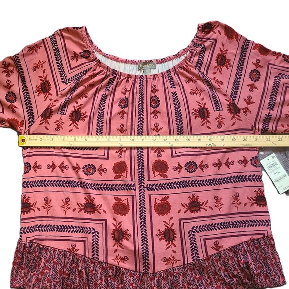 NWT STYLE & CO Women's PXL Boho Flowy Relaxed Whimsical Top Floral Pattern - Picture 11 of 12